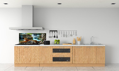 Panneau crédence cuisine Tigre dans une cascade