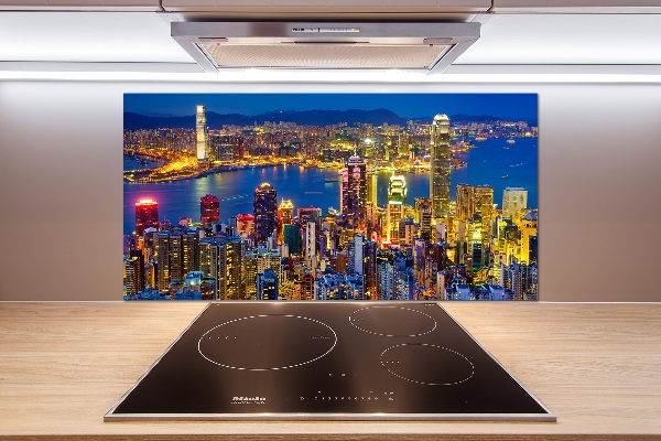 Panneau crédence cuisine Hong Kong de nuit