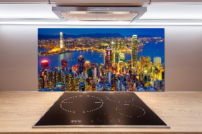Panneau crédence cuisine Hong Kong de nuit