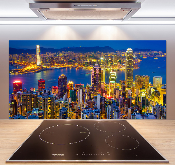 Panneau crédence cuisine Hong Kong de nuit