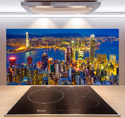 Panneau crédence cuisine Hong Kong de nuit