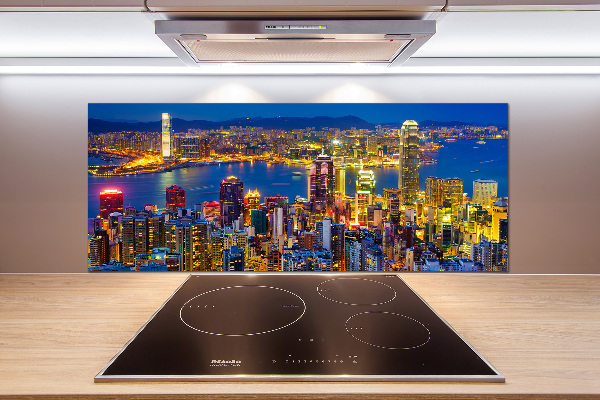 Panneau crédence cuisine Hong Kong de nuit