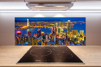 Panneau crédence cuisine Hong Kong de nuit