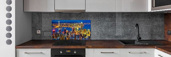 Panneau crédence cuisine Hong Kong de nuit