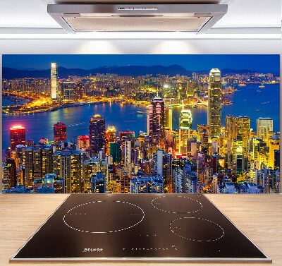 Panneau crédence cuisine Hong Kong de nuit