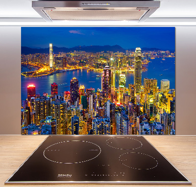 Panneau crédence cuisine Hong Kong de nuit