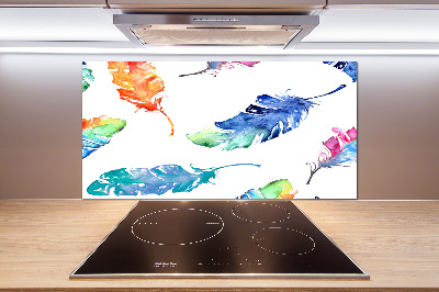 Crédence en verre cuisine Plumes colorées