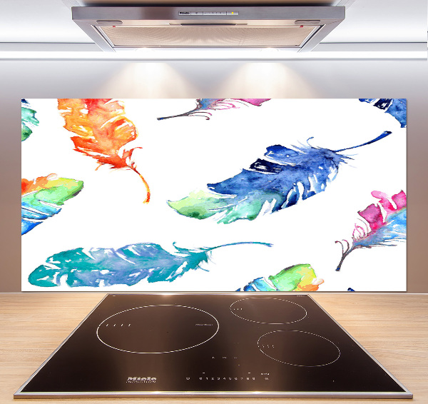 Crédence en verre cuisine Plumes colorées