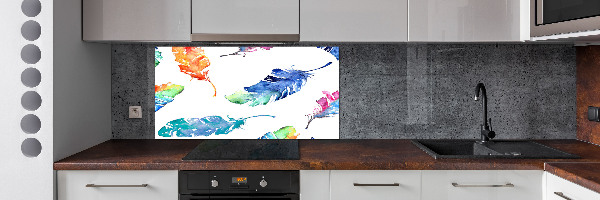 Crédence en verre cuisine Plumes colorées