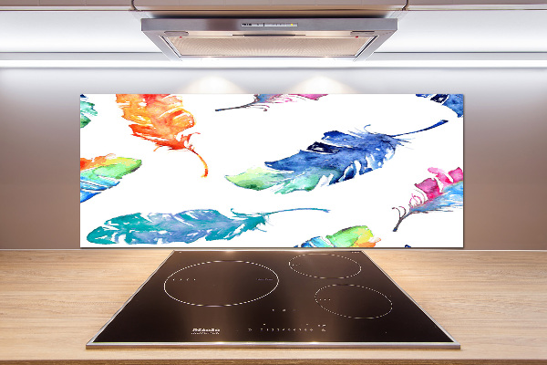 Crédence en verre cuisine Plumes colorées