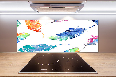 Crédence en verre cuisine Plumes colorées