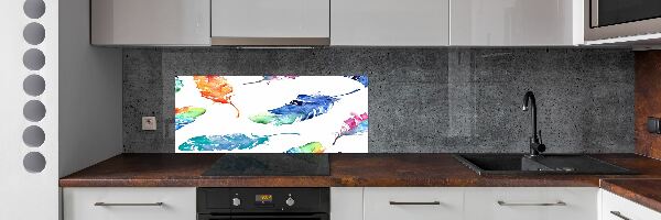 Crédence en verre cuisine Plumes colorées