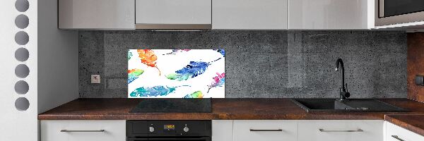 Crédence en verre cuisine Plumes colorées