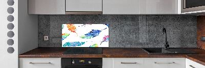 Crédence en verre cuisine Plumes colorées