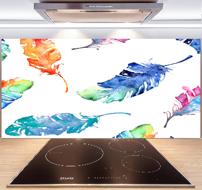 Crédence en verre cuisine Plumes colorées