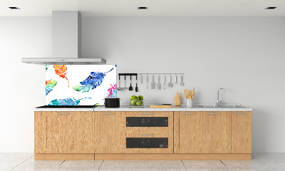 Crédence en verre cuisine Plumes colorées