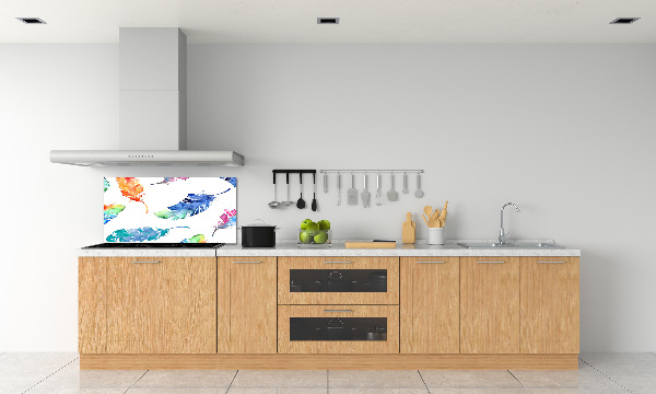 Crédence en verre cuisine Plumes colorées