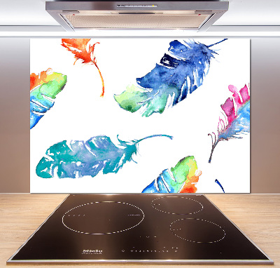 Crédence en verre cuisine Plumes colorées
