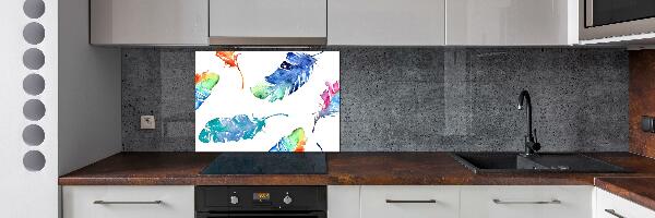 Crédence en verre cuisine Plumes colorées