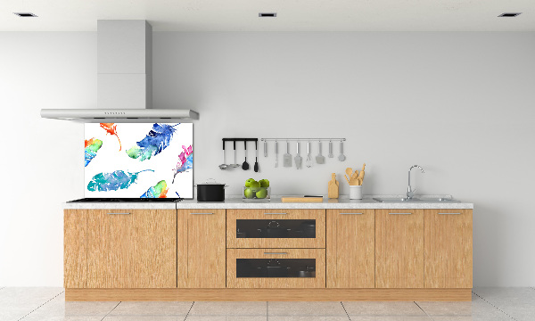 Crédence en verre cuisine Plumes colorées