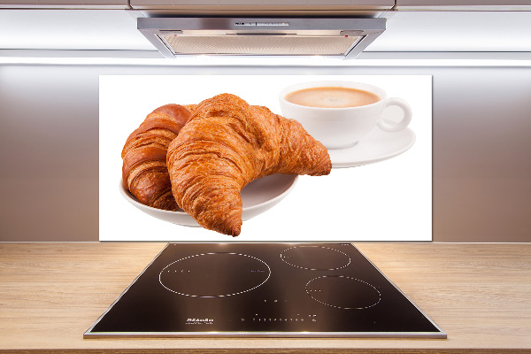 Panneau crédence cuisine Croissants et café