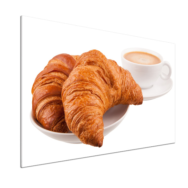 Panneau crédence cuisine Croissants et café