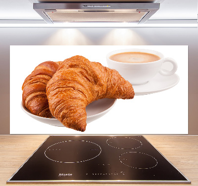 Panneau crédence cuisine Croissants et café