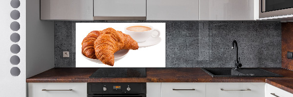 Panneau crédence cuisine Croissants et café