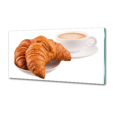 Panneau crédence cuisine Croissants et café