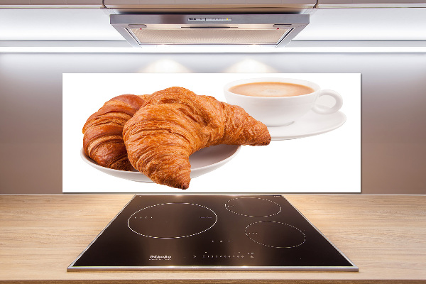 Panneau crédence cuisine Croissants et café