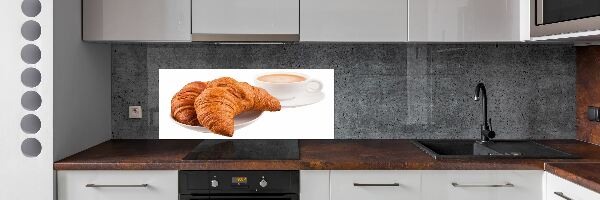 Panneau crédence cuisine Croissants et café