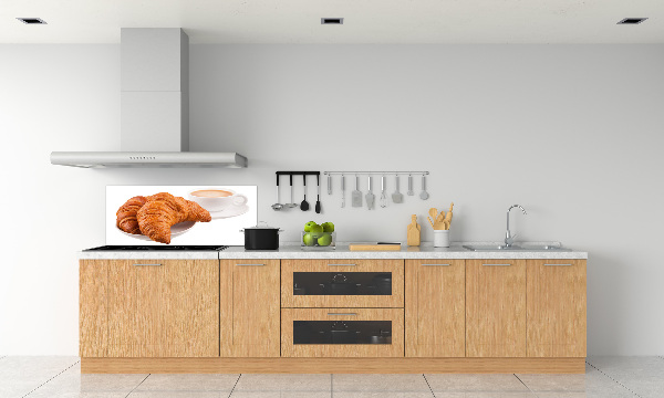 Panneau crédence cuisine Croissants et café