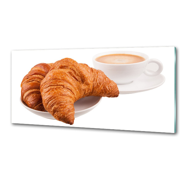 Panneau crédence cuisine Croissants et café