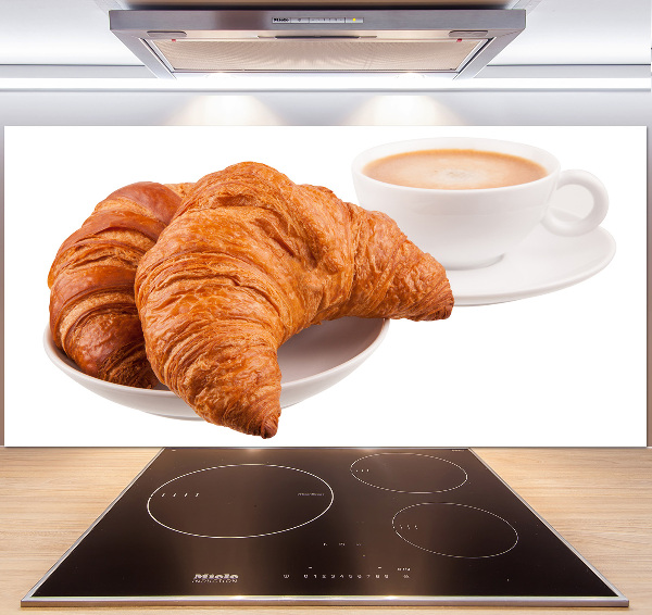 Panneau crédence cuisine Croissants et café