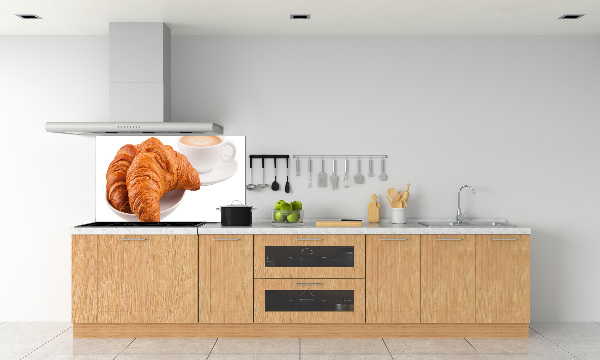 Panneau crédence cuisine Croissants et café