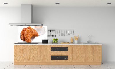 Panneau crédence cuisine Croissants et café