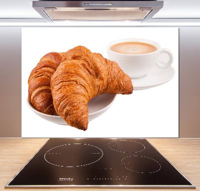 Panneau crédence cuisine Croissants et café