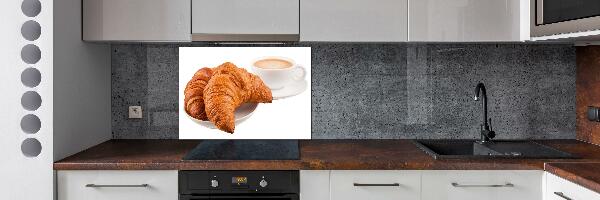 Panneau crédence cuisine Croissants et café