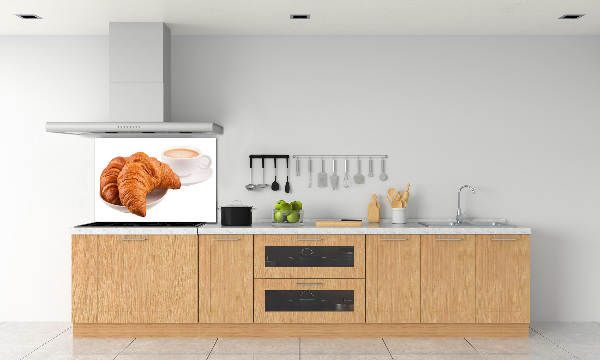 Panneau crédence cuisine Croissants et café