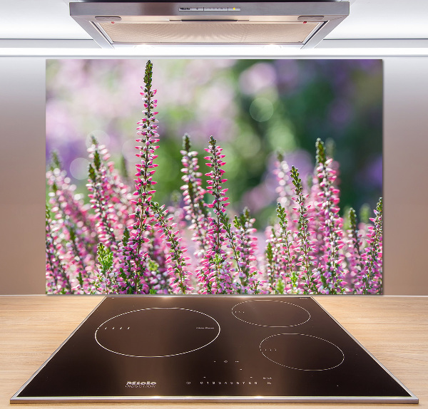 Crédence cuisine en verre trempé Fleurs de bruyère
