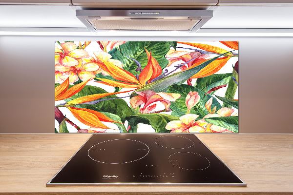Crédence en verre trempé Fleurs tropicales