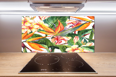 Crédence en verre trempé Fleurs tropicales