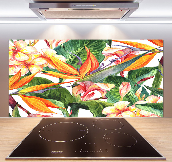 Crédence en verre trempé Fleurs tropicales