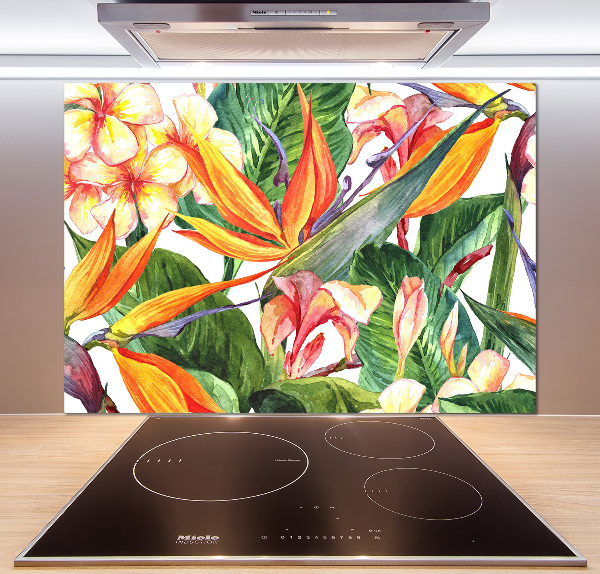 Crédence en verre trempé Fleurs tropicales