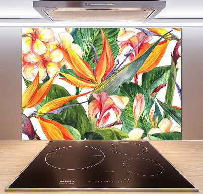 Crédence en verre trempé Fleurs tropicales
