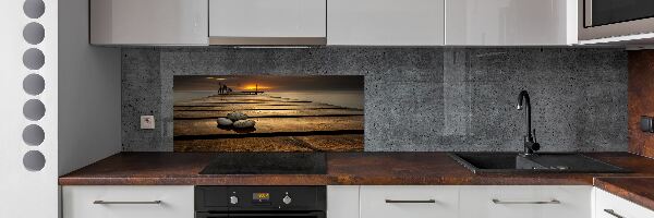 Crédence en verre cuisine Pile en bois