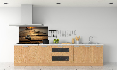 Crédence en verre cuisine Pile en bois