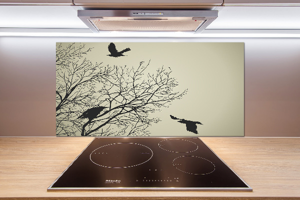 Crédence en verre avec motif Corbeaux dans un arbre