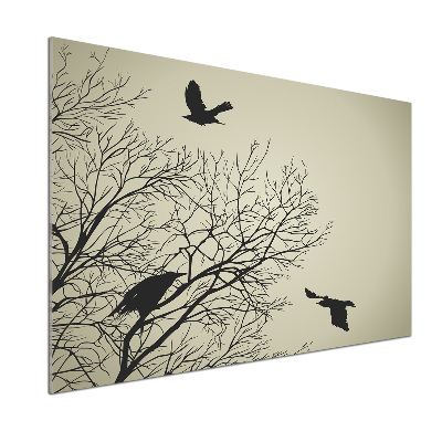 Crédence en verre avec motif Corbeaux dans un arbre