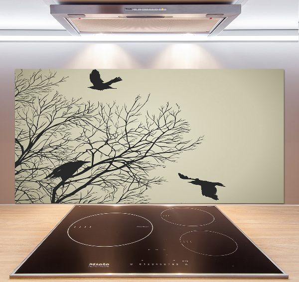 Crédence en verre avec motif Corbeaux dans un arbre